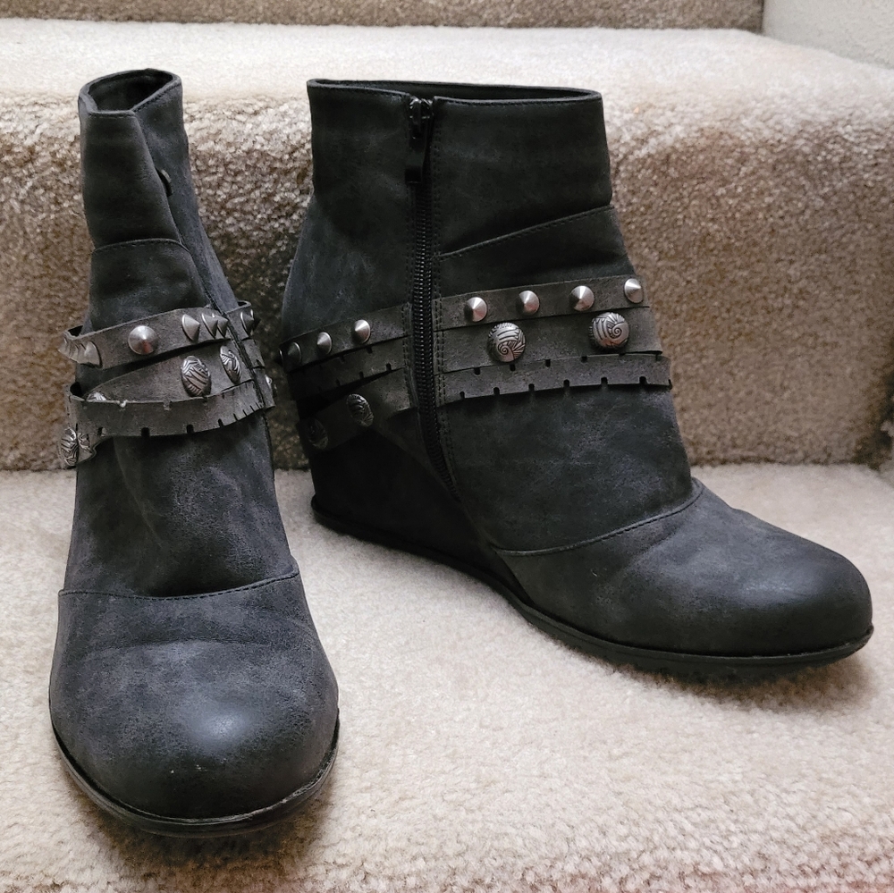 2 Lips Too Black Ankle Boots with Edgy Hardware